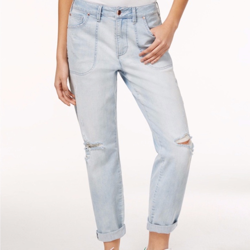 Rachel Roy Light Wash Boyfriend Jeans Distressed Size 24 NWT